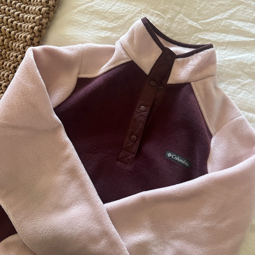 Columbia Burgundy and Pink Fleece Pullover